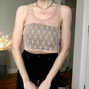 Sheer beaded crop top from Topshop